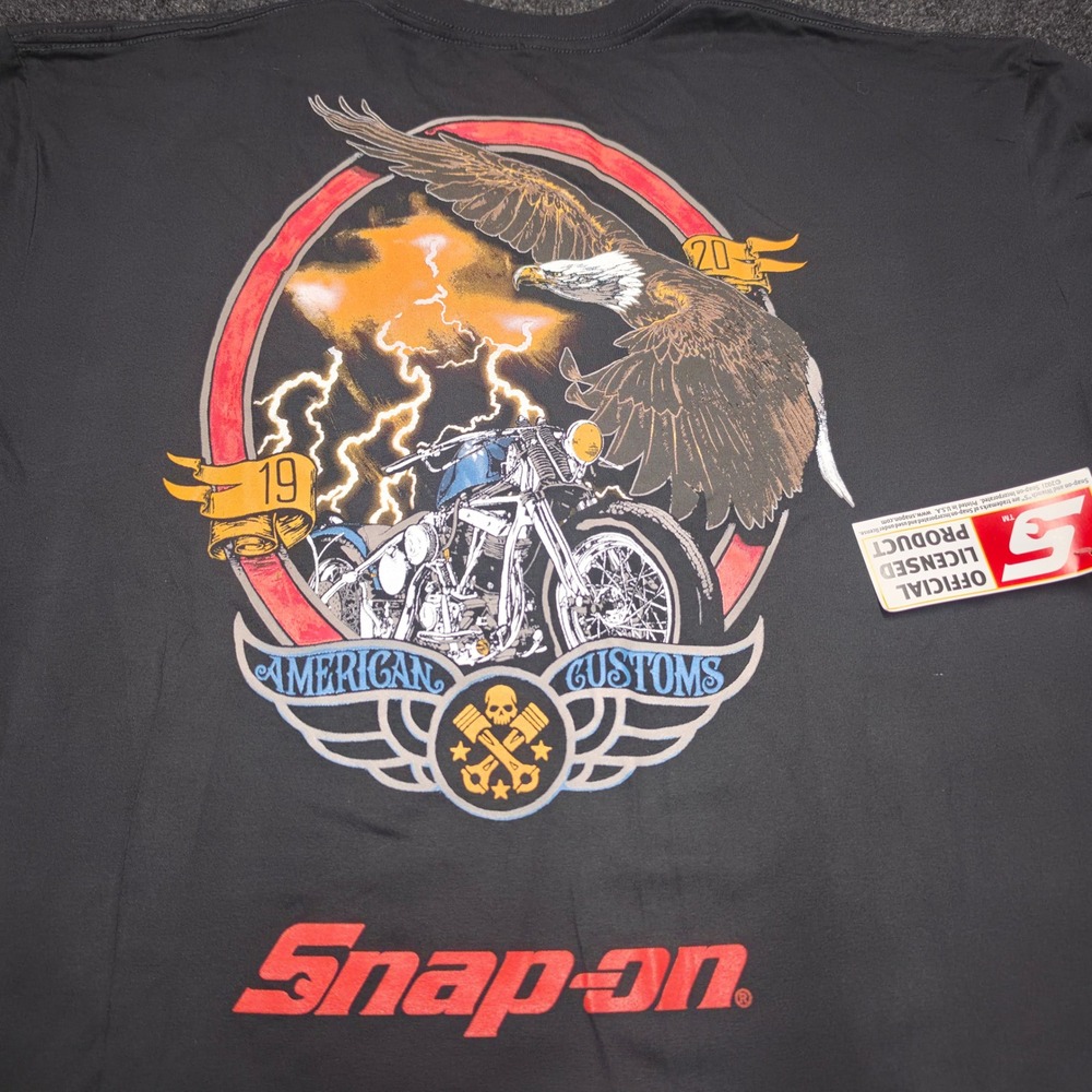 Snap-on Tools American Customs Eagle Motorcycle T-Shirt Black 2XL NWT